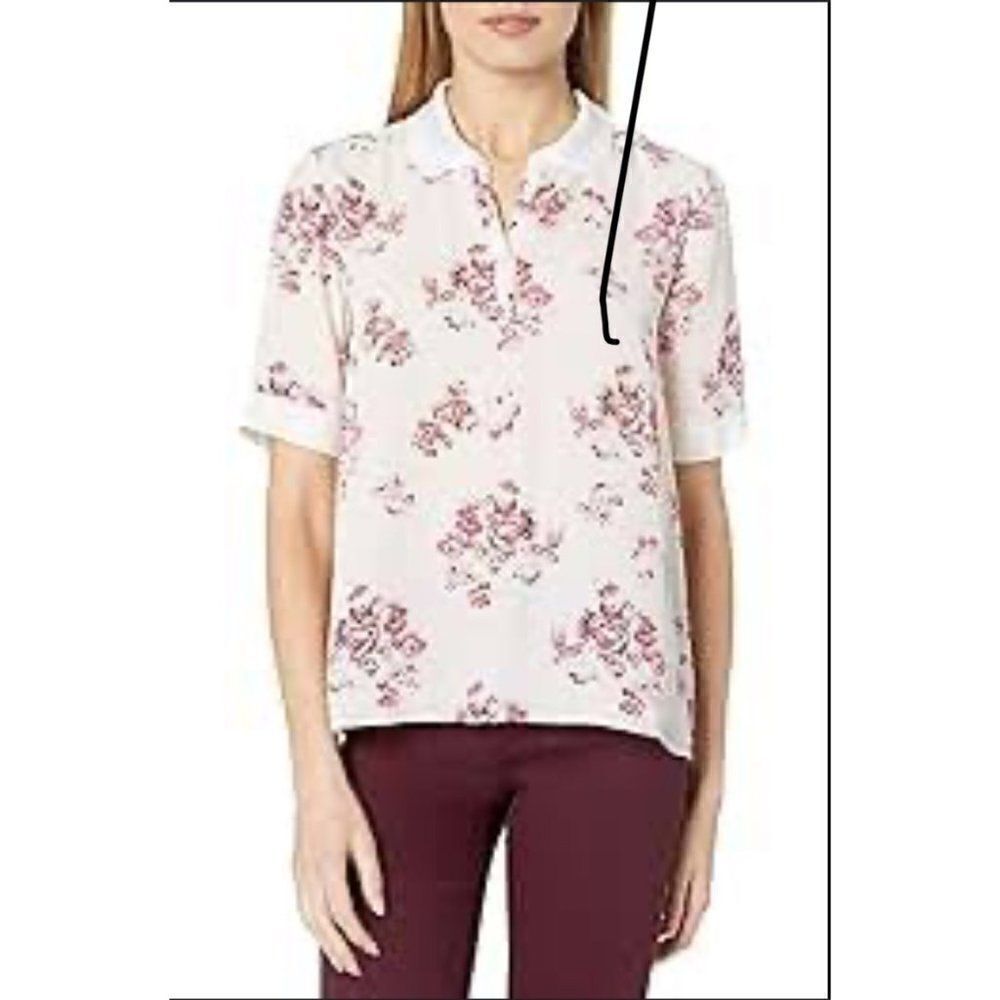 Nanette Lapore Pink Floral Hi-Lo Blouse Size M